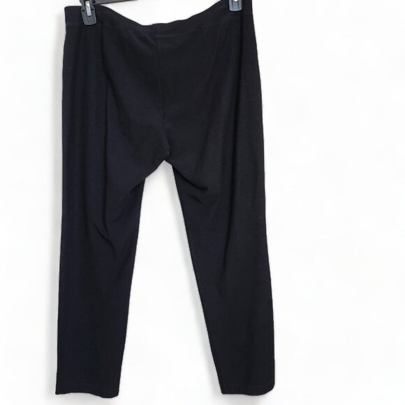 Eileen Fisher Womens Elastic Waist Pull on Pants Sz Small Black Ankle Viscose - Picture 2 of 9
